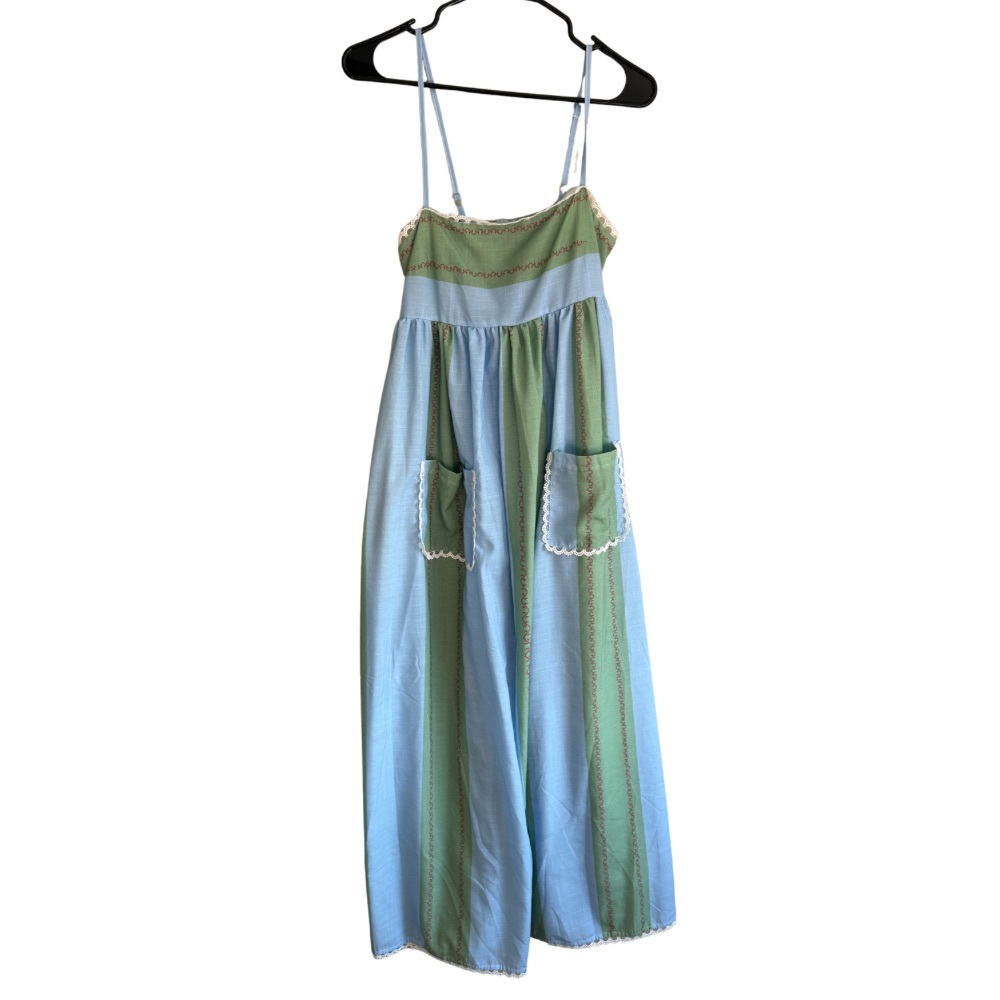 Elegant Blue and Green Maxi Dress